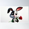 thumbnail image 1 of Rabbit With A Rose Poster Wall Art, Modern Wall Decor For Living Room Bedroom, 8x12 UNFRAMED, 1 of 2