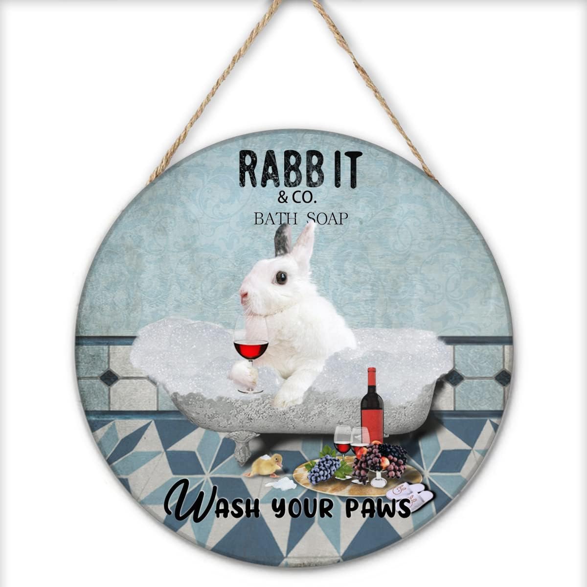 Peter Rabbit Restroom Sign Rabbit Wood Sign Rabbit Lovers Gift Wash Your Paws Wooden Round Sign ...