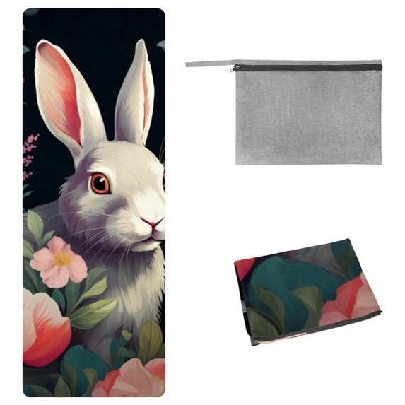 Rabbit Yoga Towels with Storage Bag, 72.8"x26.8", Suitable for Yoga, Pilates, Fitness, Etc. Gym Towels for Workout, Towel Yoga Blanket, Microfiber Yoga Towel for Men/Women