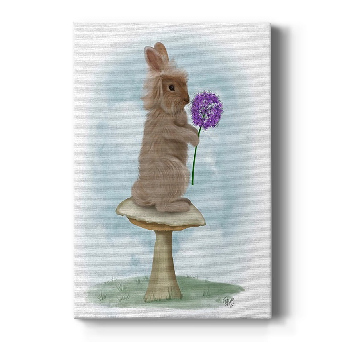 Rabbit and Agapanthus Premium Gallery Wrapped Canvas - Ready to Hang