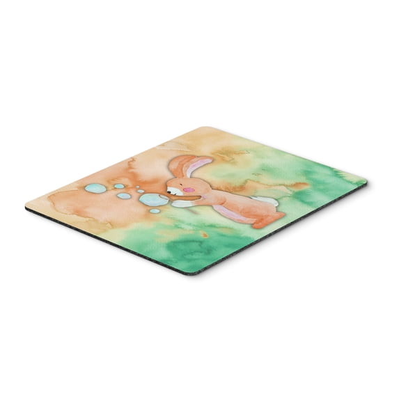 Rabbit and Bubbles Watercolor Mouse Pad Hot Pad or Trivet