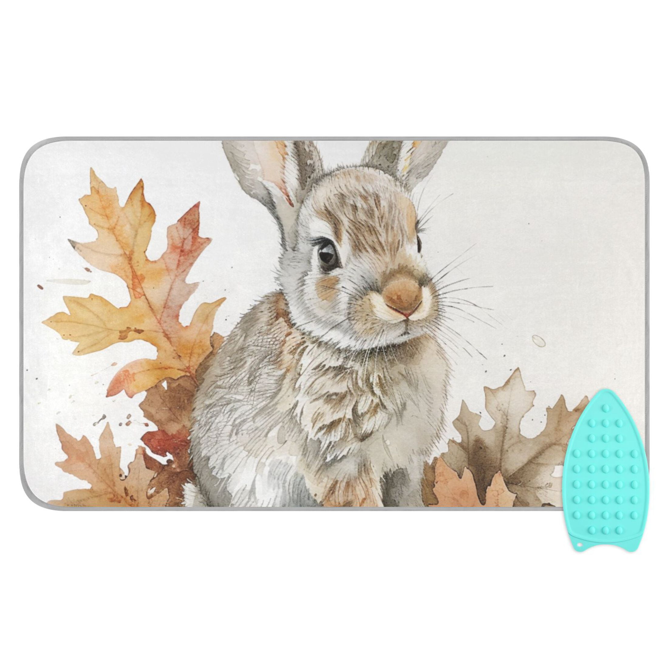 Rabbit and Leaves Ironing Board Covers Heat Resistant Ironing Pad Mat Portable for Travel Washer Dryer Table