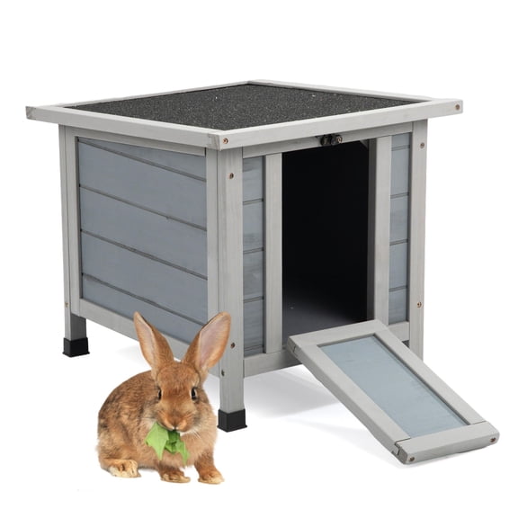 Rabbit hutch, outdoor cat house, weatherproof indoor rabbit hutch with opening door, portable small animal shelter with non-slip ramp
