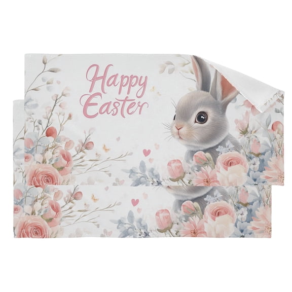 Rabbit in The Roses Easter Hand Towel Absorbent Bath Towels for Bathroom Sports Gym 28" x 14" Set of 2