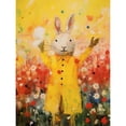 thumbnail image 1 of Rabbit in a Yellow Rain Mac Oil Painting Bright Floral Meadow Kids Bedroom Nursery Large Wall Art Poster Print Thick Paper 18X24 Inch, 1 of 5