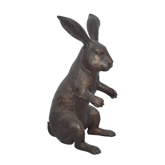 Nifao Rabbit looking down bronze statue – Home Decor Sculpture, 10"L x 12"W x 20"H