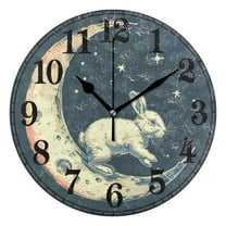 Rabbit on Moon Silent Wall Clock 10" Non-Ticking Battery Clock