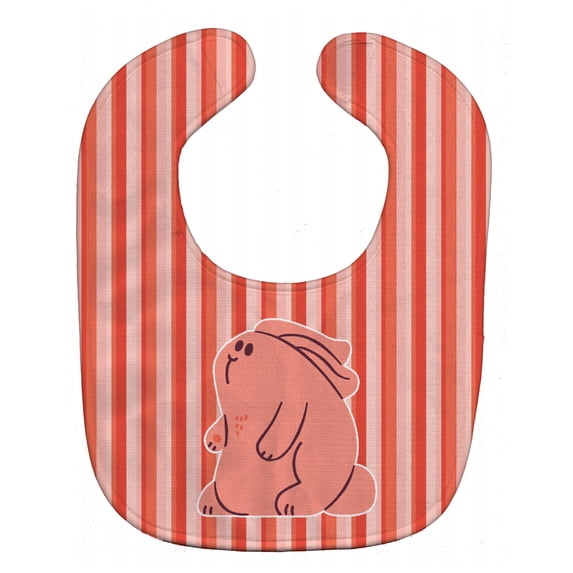 Rabbit on Pink Stripes Baby Bib
