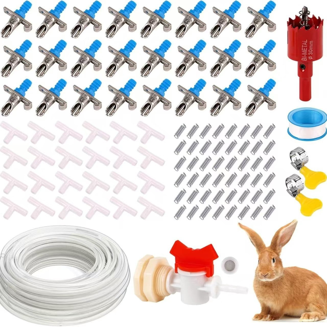 Rabbit waterer with double spring spout: suitable for rabbit breeding ...