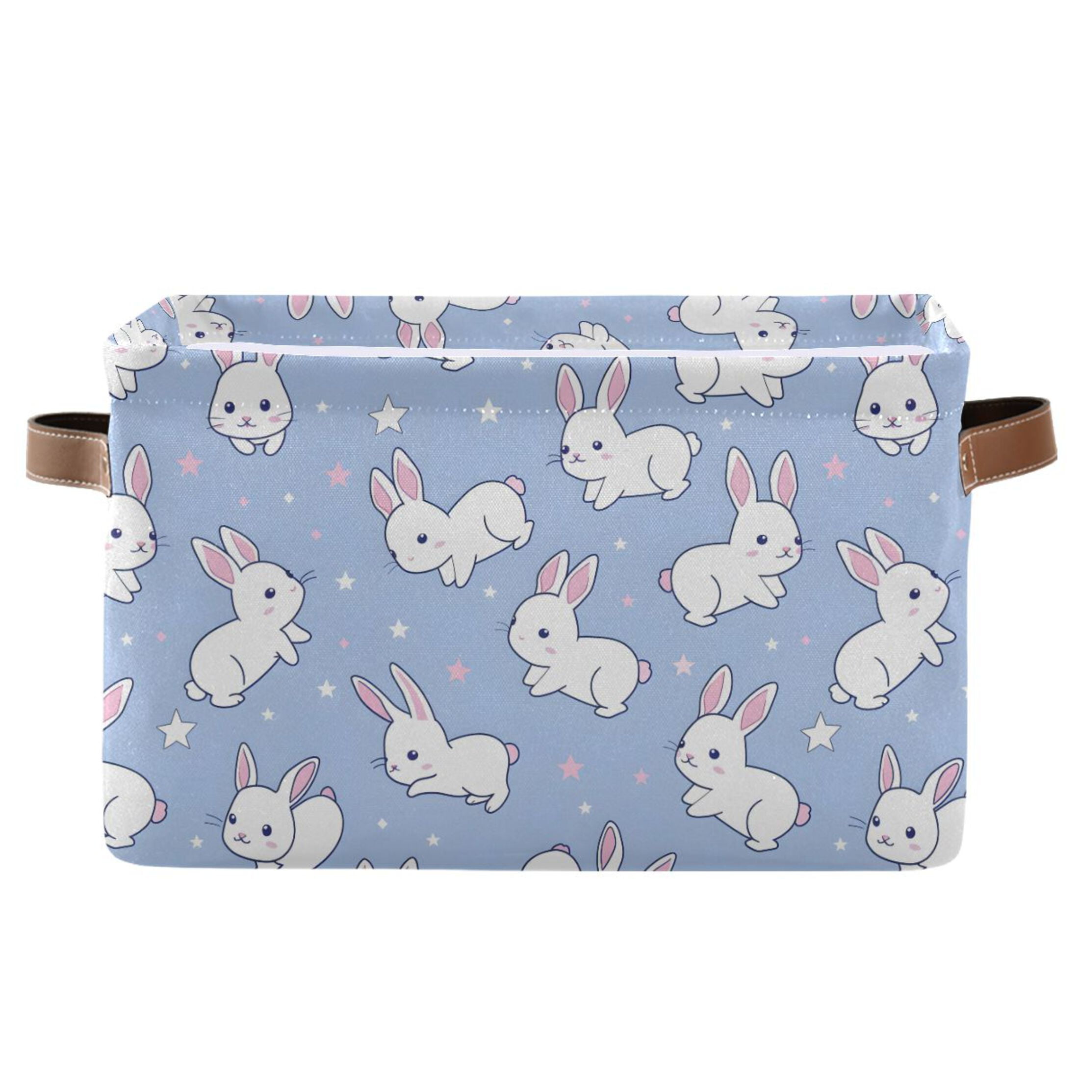 Rabbit with Heart and Star Storage Bins with Handle Fabric Organizer ...