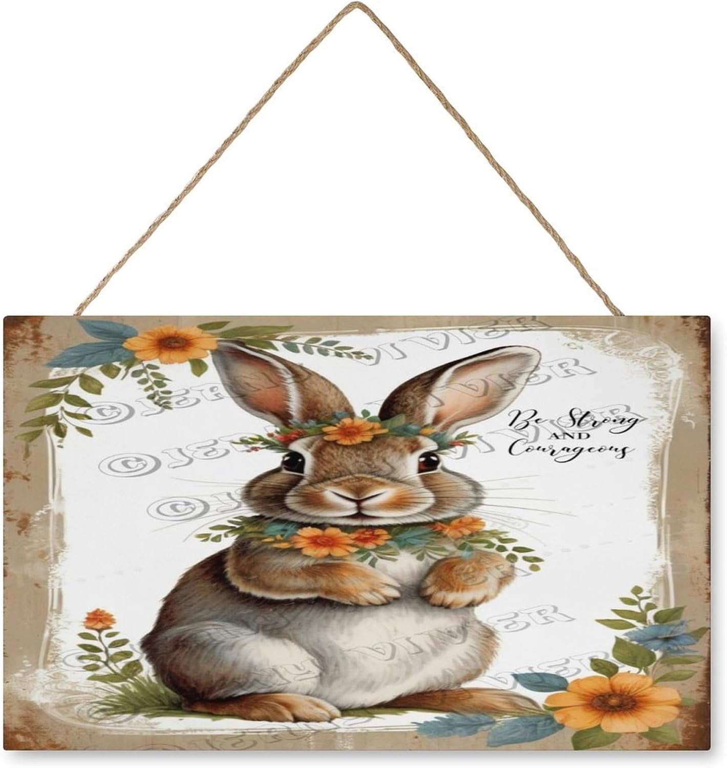 Rabbit with Inspiring Positive Quotes Wood Hanging Sign for Bedroom ...