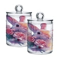 thumbnail image 1 of Rabbit with Roses Watercolor Splash Valentine Translucent Plastic Cans Storage Canisters with Lid Set of 2, 1 of 7