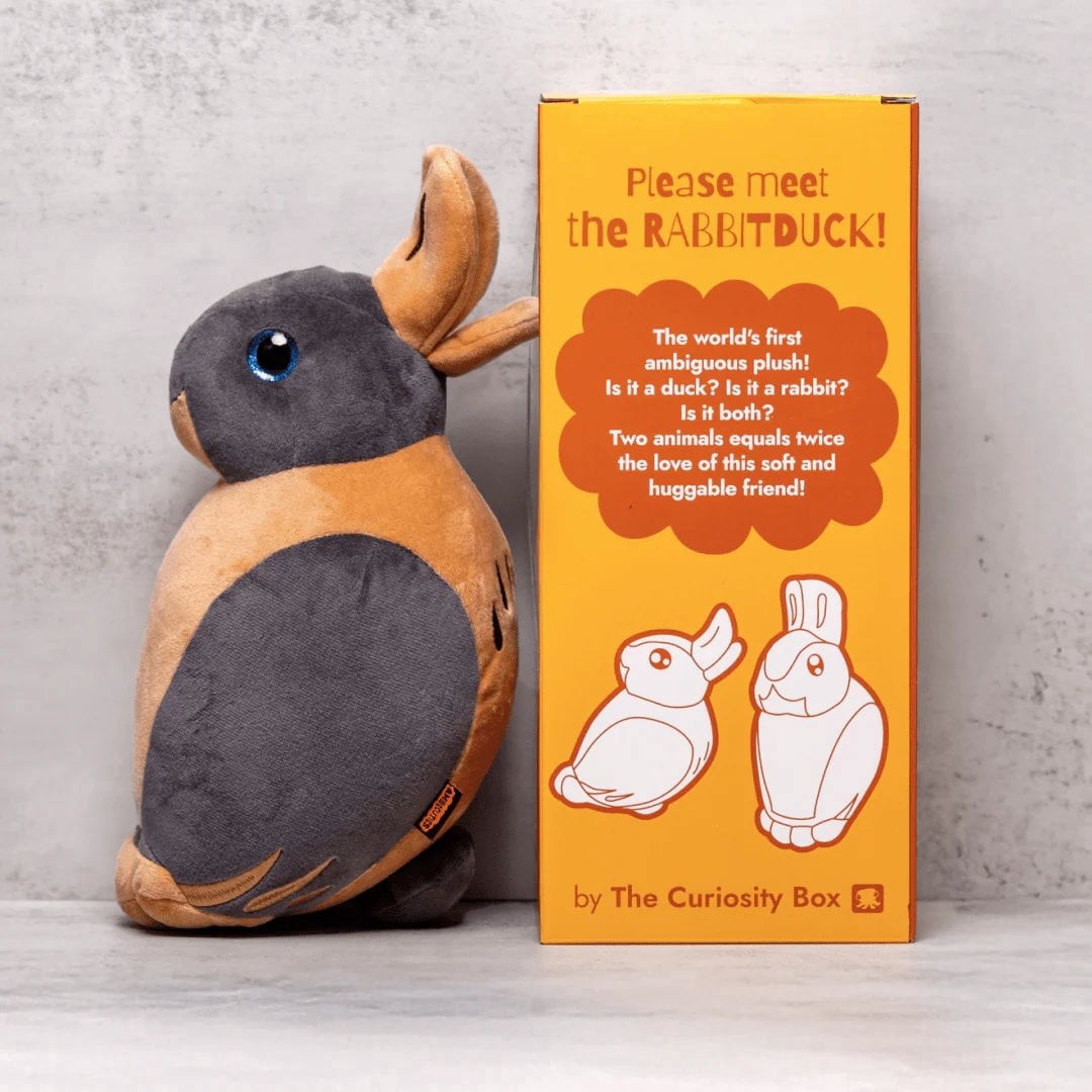 The RabbitDuck Optical Illusion Plush - 2-in-1 Ambiguous Stuffed Animal Toy, Unique Duck Rabbit Reversible Design Plushies, Sensory Brain Toy for Adults, Soft Collectible Gift for Science Lovers
