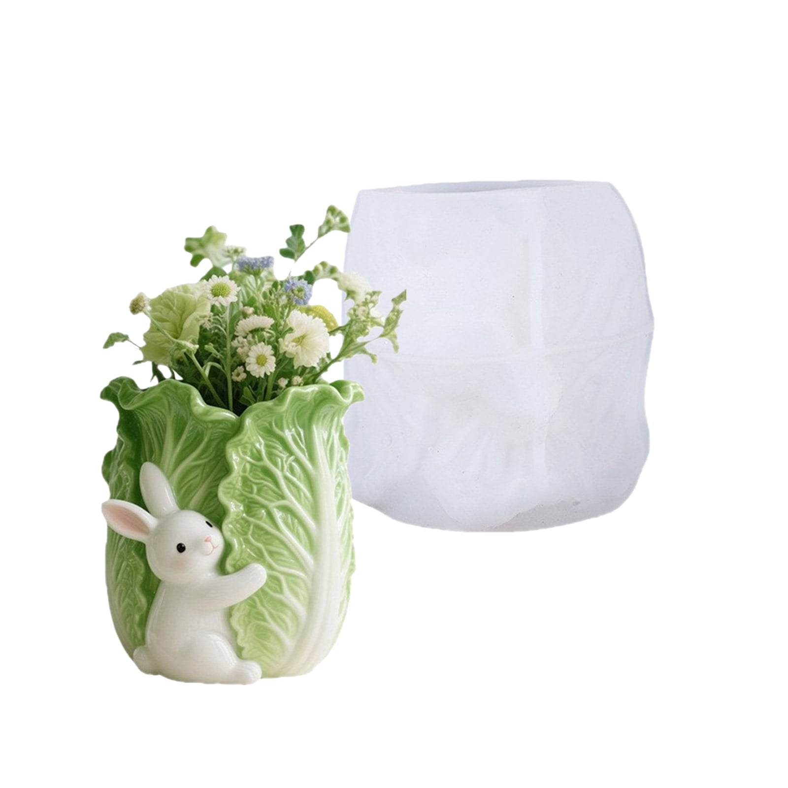 Rabbits And Cabbage Silicone Planter Mould For Resin Jewelry Crafting ...