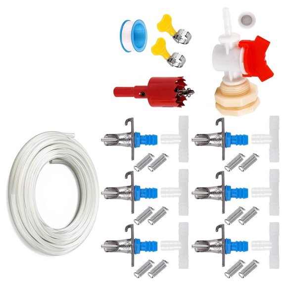 Rabbits Cage Water Dispenser Small Waterer Kits with 6/12/24pcs Metal Nipples Drinkers For Small