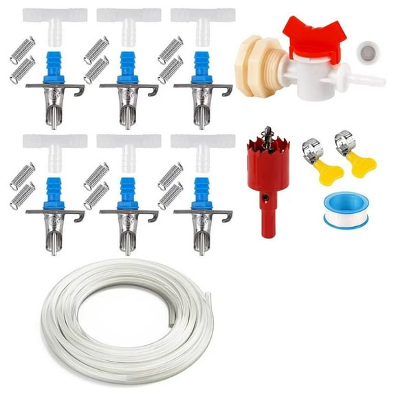 Rabbits Cage Water Dispenser Small Waterer with 6/12/24pcs Metal Nipples Drinkers For Small