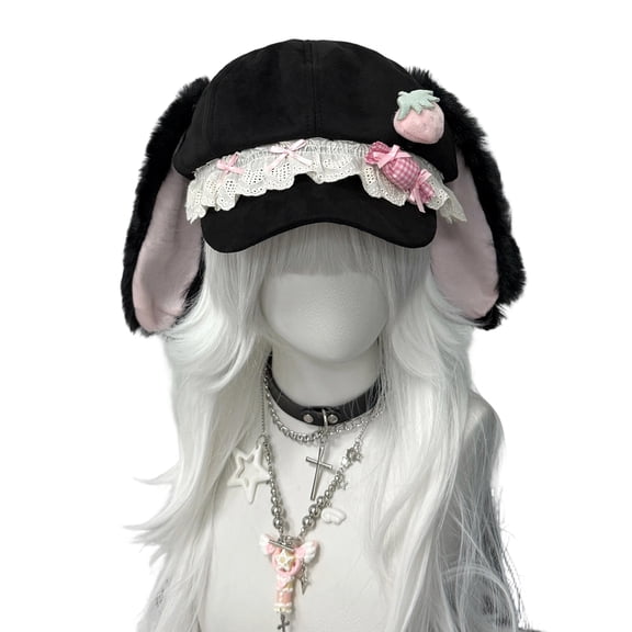 Rabbits Ears Peaked Cap for Women Girl Event Cotton Subcultural Octagonal Hat For Fashion And Cosplay Event Photowear