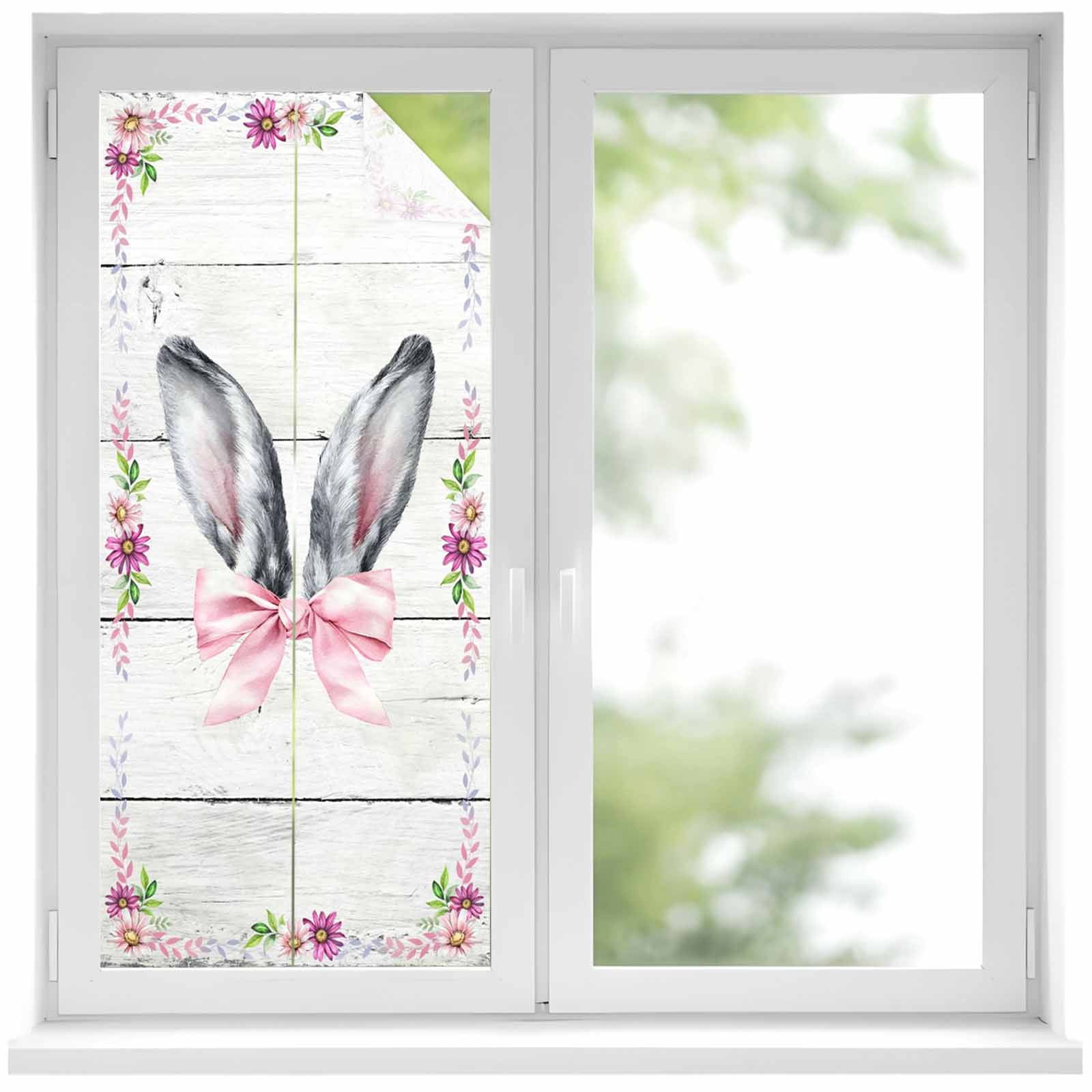 Rabbits Ears Window Privacy Film, Pink Bow Daisy Green Leaf Spring ...