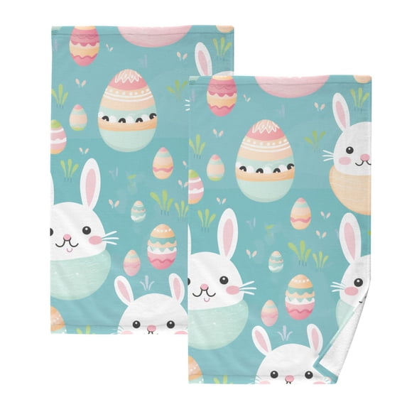 Rabbits Easter Eggs Hand Towel Bath Towels Face Towels Cotton Absorbent for Home Hotel Spa Swimming Yoga Sports Decorative Towel Set of 2