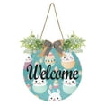 thumbnail image 1 of Rabbits Easter Eggs Welcome Sign for Front Door Wreath Door Sign for Farmhouse Porch Decoration Indoor Outdoor, 1 of 7