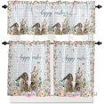 thumbnail image 1 of Rabbits Flowers Easter Kitchen Curtains and Valances Set,Eucalyptus Leaf Spring Summer Window Tiers Grey White Buffalo Plaid Half/Short Curtains for Small Windows Cafe /Living Room/ Bedroom 54x24 in, 1 of 5