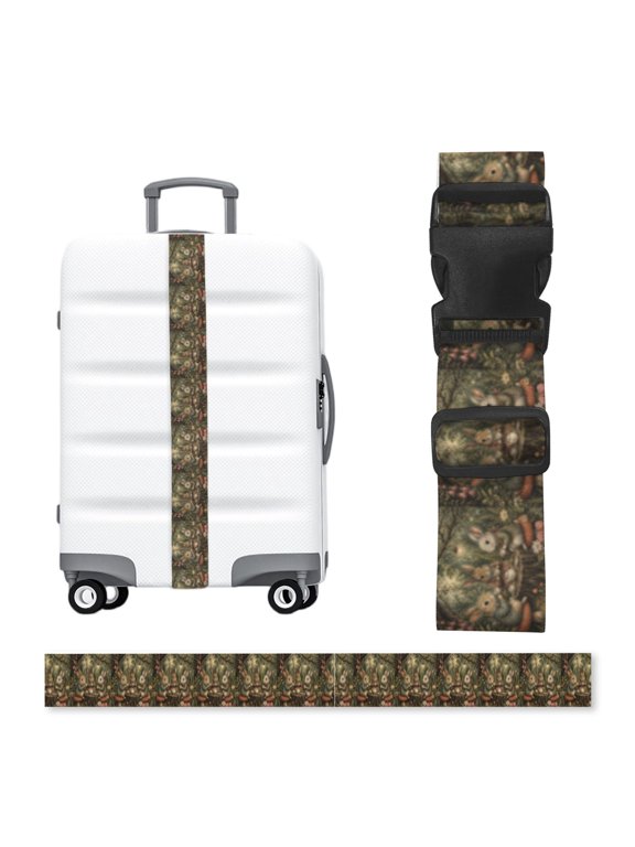 Rabbits Garden Tea Art Adjustable Luggage Strap, 2-Inch Wide Heavy-Duty Suitcase Belt, Buckle Travel Bag Securing Band
