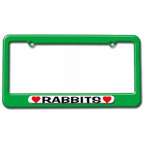Rabbits Love with Hearts License Plate Tag Frame, Multiple Colors