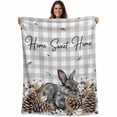 thumbnail image 1 of Rabbits Pine Cone Blanket Soft Cozy Warm Twin Blanket for Bed, Plush Fuzzy Flannel Fleece Blankets for Sofa, Sweet Home Texture Grey Plaid Farmhouse Throw Blankets for Couch, Gifts for Men, 60"x80", 1 of 9