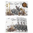 thumbnail image 1 of Rabbits Pine Cone Placemats Set of 6, Sweet Home Texture Brown Leaves Berries Placemats for Dining Table, Place Mats for Kitchen Tabletop, Waterproof Wipeable Dining Table Mats Set, 1 of 9