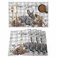 thumbnail image 1 of Rabbits Pine Cone Placemats Set of 6, Sweet Home Texture Grey Plaid Farmhouse Placemats for Dining Table, Place Mats for Kitchen Tabletop, Waterproof Wipeable Dining Table Mats Set, 1 of 9