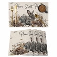 thumbnail image 1 of Rabbits Pine Cone Placemats Set of 6, Sweet Home Texture Rustic Leaf Retro Beige Placemats for Dining Table, Place Mats for Kitchen Tabletop, Waterproof Wipeable Dining Table Mats Set, 1 of 9