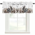 thumbnail image 1 of Rabbits Pine Cone Rod Pocket Curtain Valance, Sweet Home Texture Brown Leaves Berries Farmhouse Window Valance for Living Room, Bedroom, Kitchen 54"W x 18"L, 1 of 9
