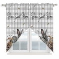 thumbnail image 1 of Rabbits Pine Cone Swag Valances for Windows, Kitchen Curtains 36 Inch Length 2 Panels Set, Sweet Home Texture Grey Plaid Farmhouse Short Curtains for Small Windows Rod Pocket Cafe Curtains 28"x36", 1 of 8