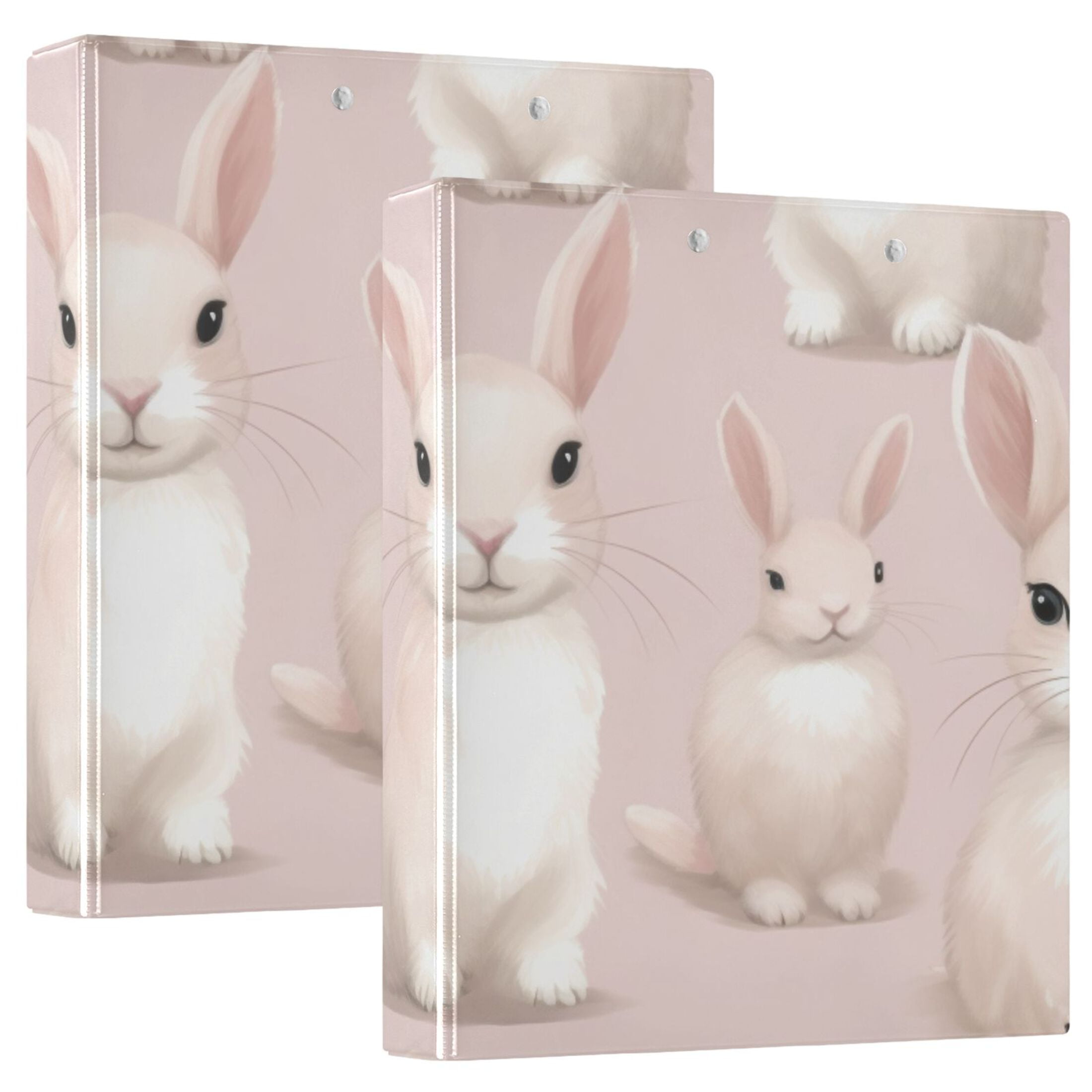 Rabbits Pink 3 Ring Binders 1.5 inch Hardcover File Folders with ...