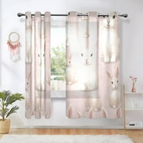 Rabbits Pink Blackout Curtains Thermal Insulation 63 inch Grommet for Bedroom Living Room Bathroom Kitchen Windows 2 Pack