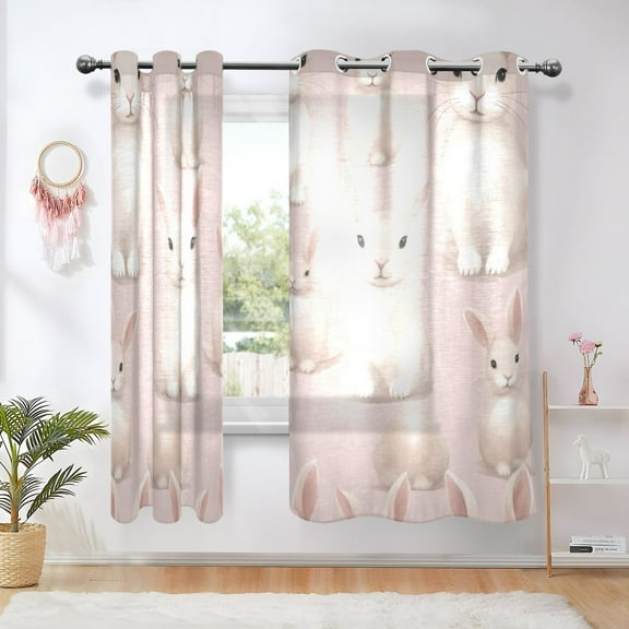 Rabbits Pink Blackout Curtains Thermal Insulation 63 inch Grommet for Bedroom Living Room Bathroom Kitchen Windows 2 Pack