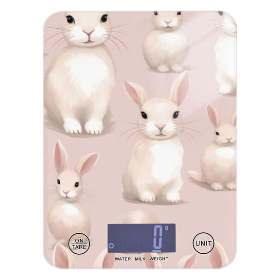 Rabbits Pink Food Scale Digital Kitchen Scale Waterproof Tempered Glass Tare Function 11 lb for Baking Cooking Meal Prep