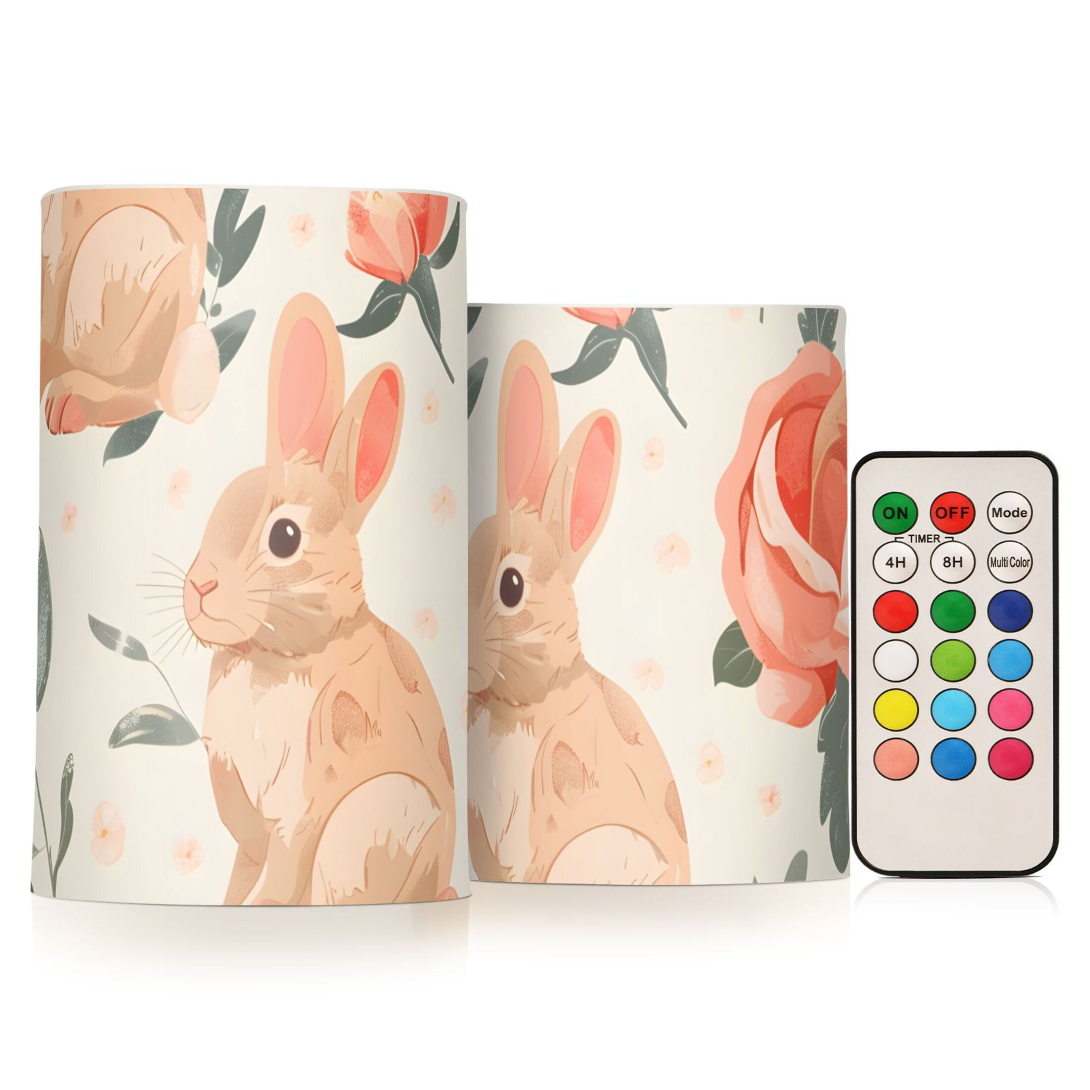 Rabbits Roses Leaves Vintage Flickering Flameless Candles LED Tealight ...