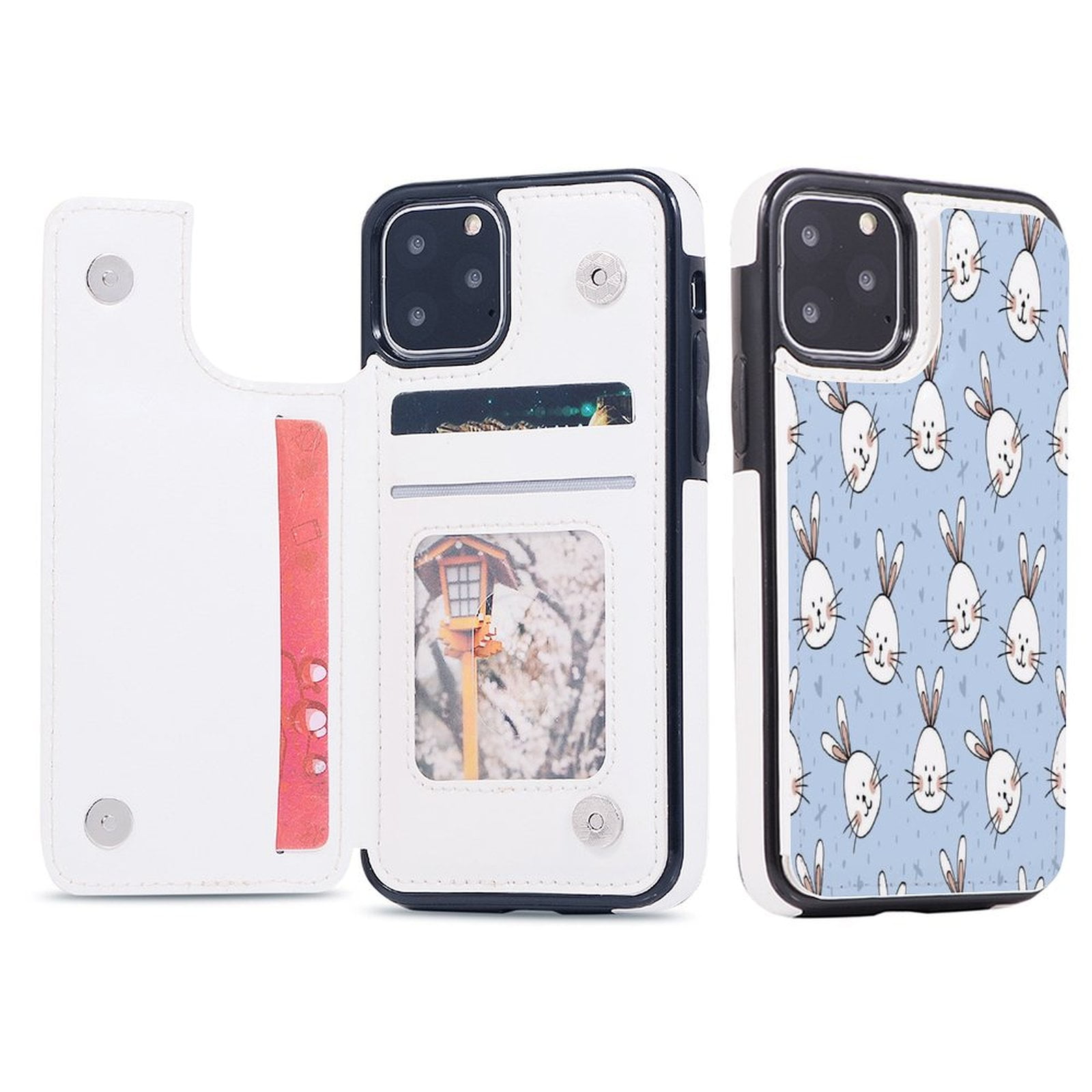 Rabbits Wallpaper Leather Wallet Case for iPhone 16 15 14 13 12 11 Pro ...