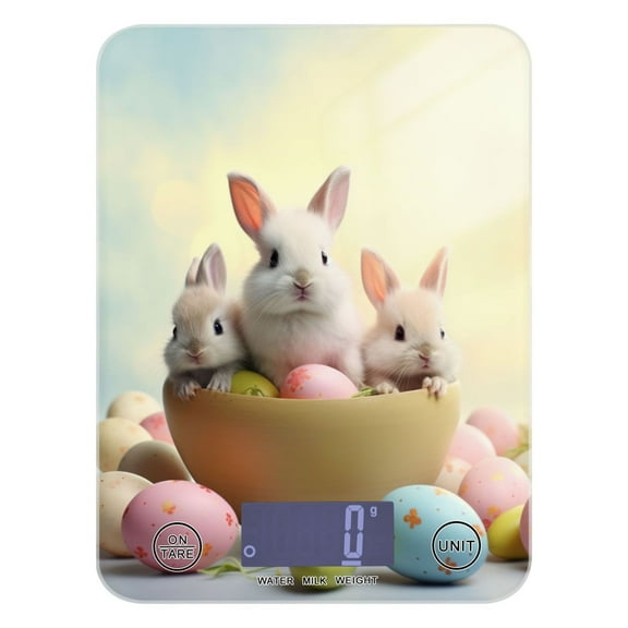 Rabbits and Easter Eggs Food Scale Digital Kitchen Scale Waterproof Tempered Glass Tare Function 11 lb for Baking Cooking Meal Prep