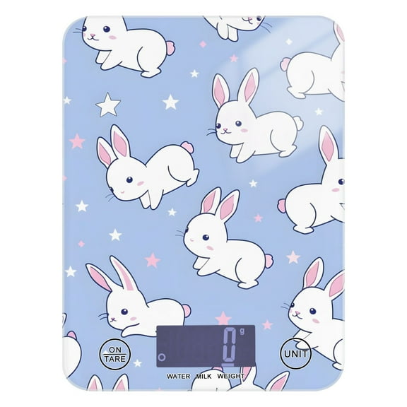 Rabbits and Stars Food Scale Digital Kitchen Scale Waterproof Tempered Glass Tare Function 11 lb for Baking Cooking Meal Prep