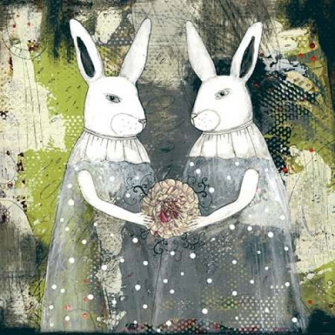 Rabbits and a Flower Canvas Art - Sarah Ogren (24 x 24)