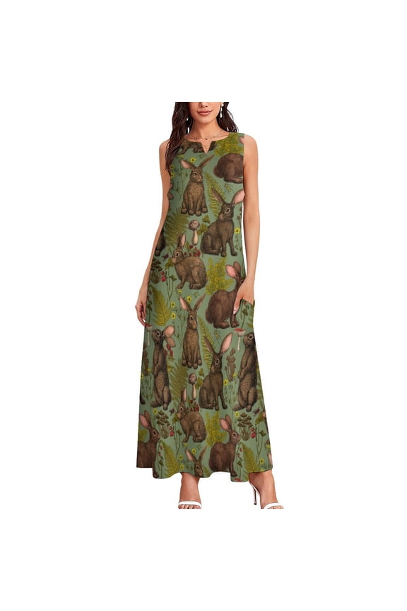 Rabbits and woodland flora Long Dress dress women elegant luxury Dress vintage dresses for special events
