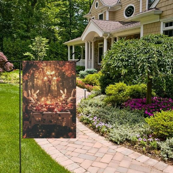 Rabbits for Dinner in Fall Garden Flag 12x18 inch Double Sided Outside Yard Decorations for Home Outdoor