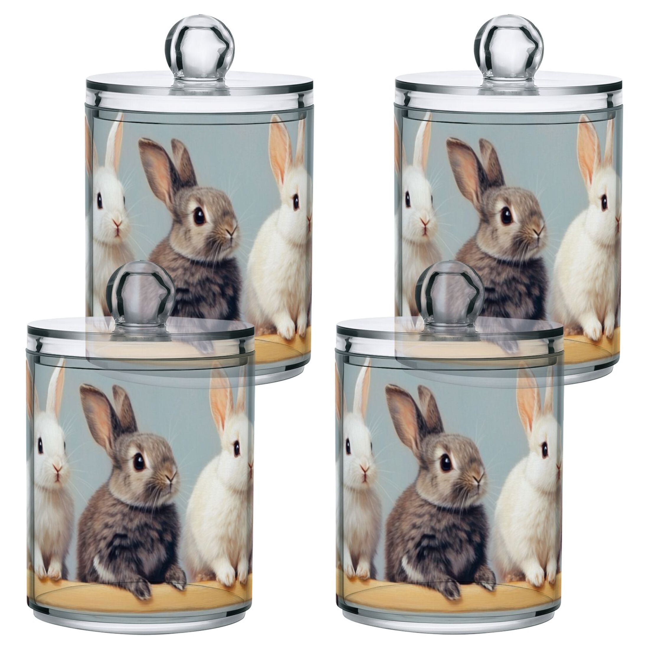 Plastic Sorting Rabbit Rabbits in Row on Balance Beam Translucent Plastic Cans Storage ...