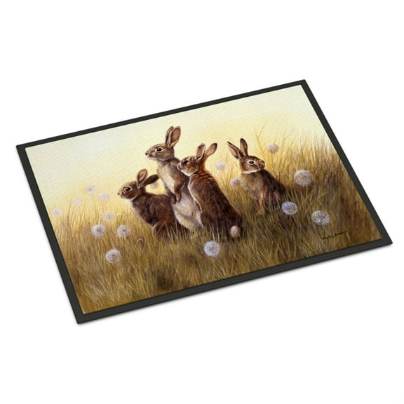 Rabbits in the Dandelions Door Mat
