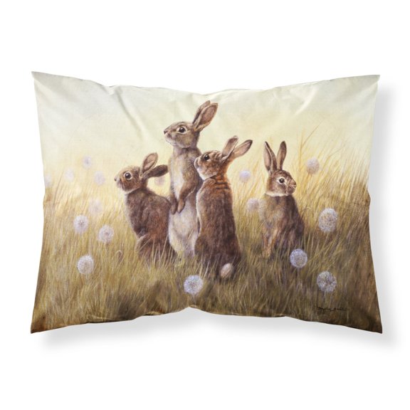 Rabbits in the Dandelions Fabric Standard Pillowcase