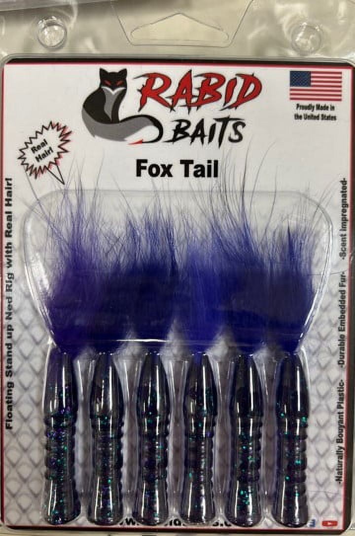 Rabid Baits Fox Tail Ned Rig Plastic Finesse Worm June Bug 3in 6pk 