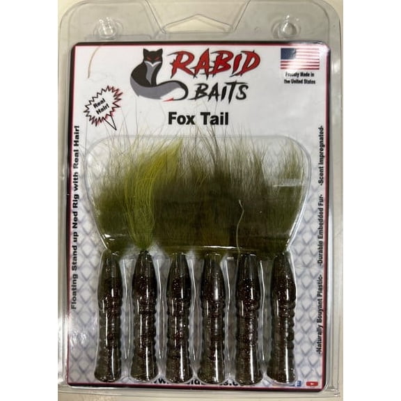 Rabid Baits Fox Tail Ned Rig Plastic Finesse Worm Lake Erie 3in 6pk
