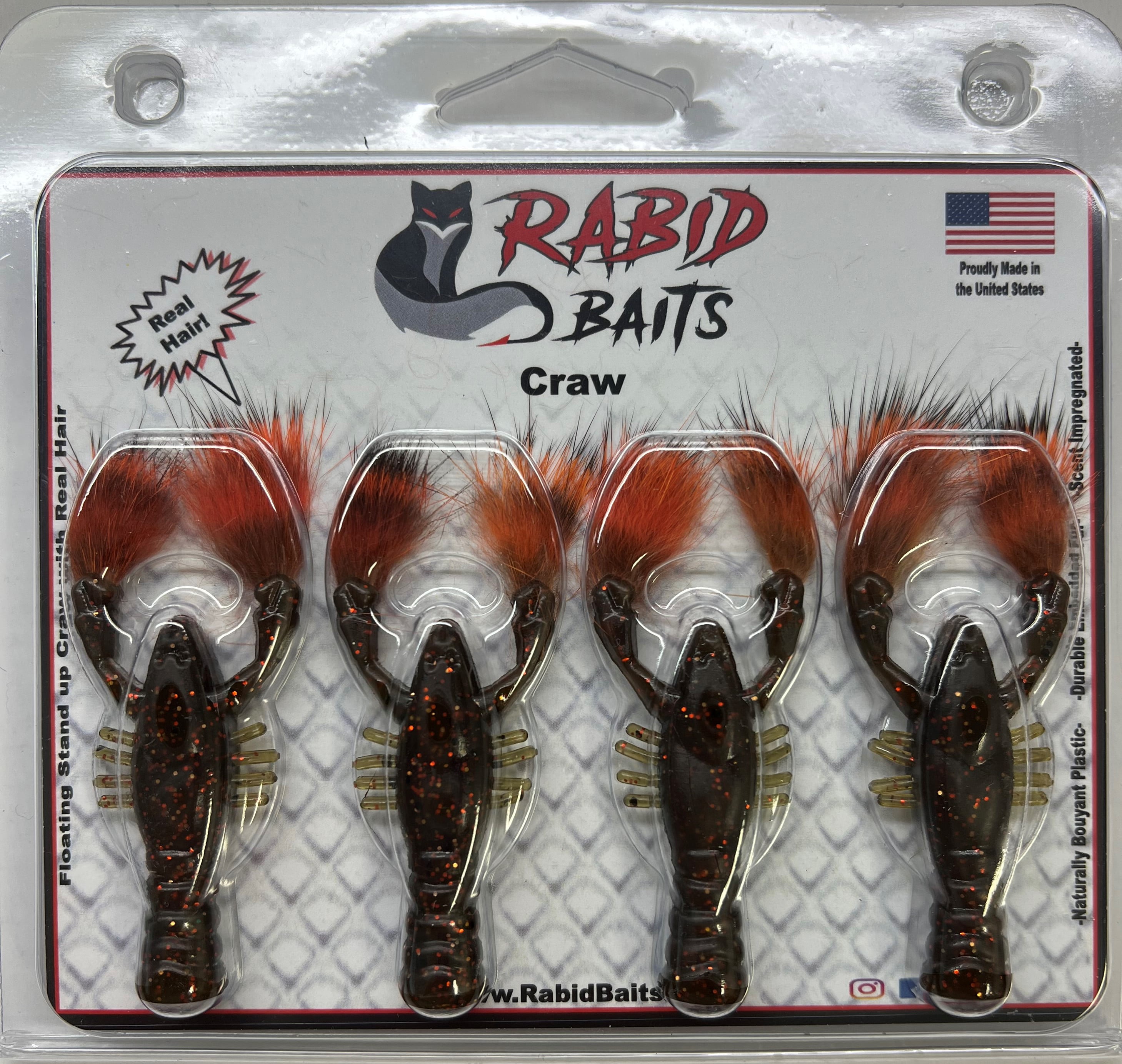 Rabid Baits Rabid Craw Plastic Crawfish St. Lawrence 3in 4pk 